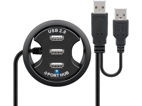 Goobay USB - HUB EinbauHUB 3 Port 60mm, Sort, 60 mm, 60 mm, 60 mm