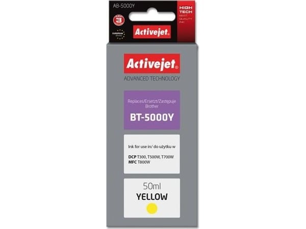 Activejet AB-5000Y, Høyt (XL) utbytte, Gult, Fargestoffbasert blekk, 50 ml, 1 stykker, Enkeltpakke