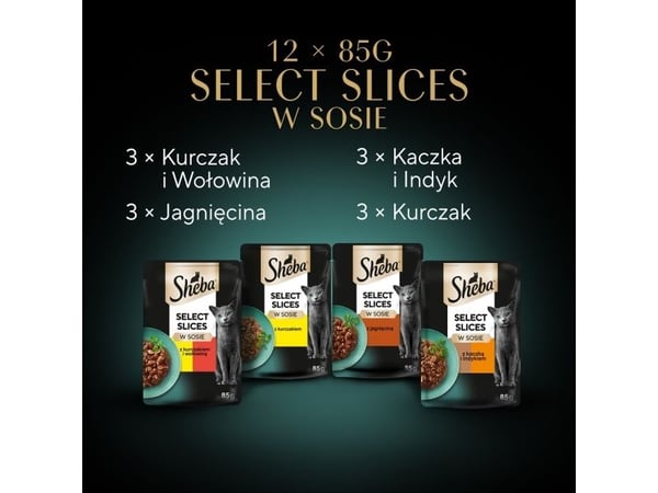 Sheba 3065890095939, Voksen, Storfekjøtt, Kylling, And, Lam, Kalkun, 85 g