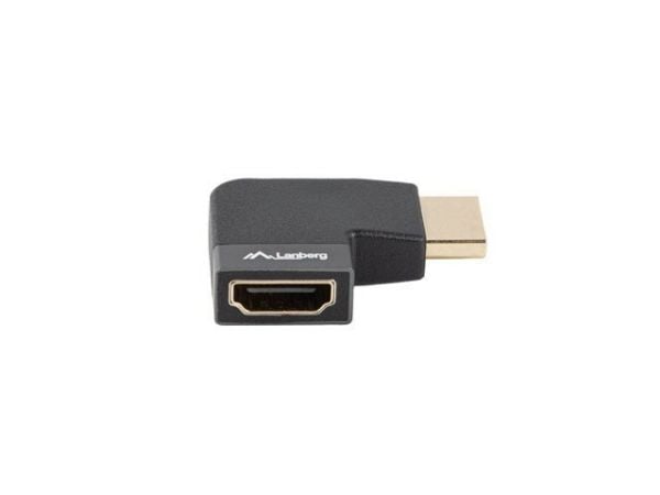 Lanberg - HDMI-adapter - HDMI hann til HDMI hunn høyrevinklet - sølv - støtte for 8K UHD (7680 x 4320)