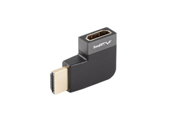 Lanberg - HDMI-adapter - HDMI hann til HDMI hunn høyrevinklet - sølv - støtte for 8K UHD (7680 x 4320)