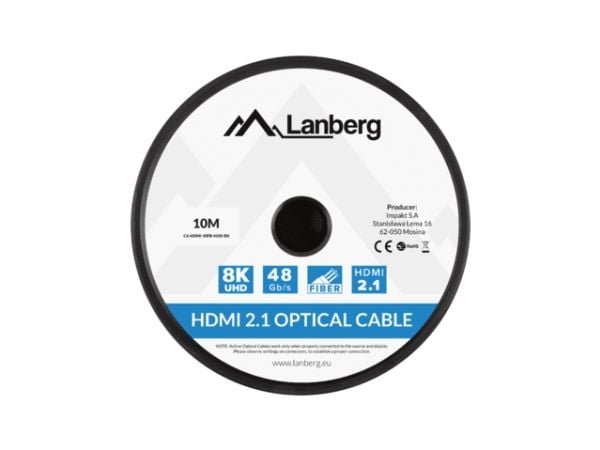 KAAPELI HDMI M/M V2.1 10M 8K MUSTA OPTINEN AOC LANBERG