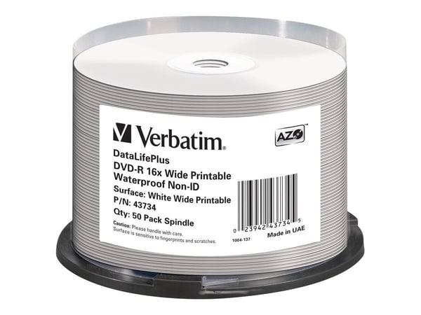 Verbatim DataLifePlus - 50 x DVD-R - 4.7 GB 16x - blekkstråleskrivbar overflate, bred skrivbar overflate - spindel