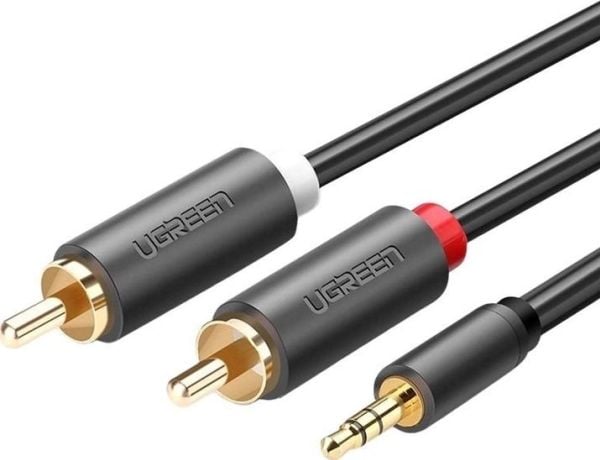 UGREEN AV102 kaapeli 2x RCA (Cinch) 3,5 mm liittimeen 1 m (musta)