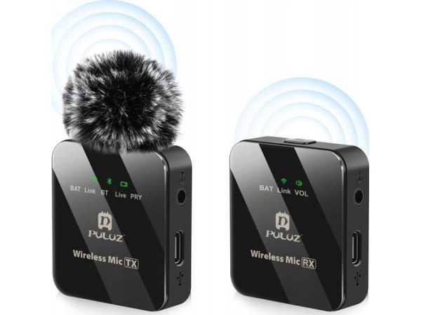 Puluz trådløs Bluetooth-mikrofon 3,5 mm TRS/TRRS til telefon, kamera / PU3153B