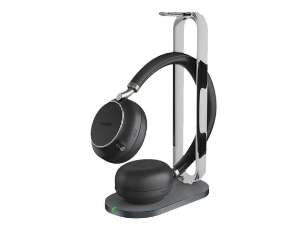Yealink BH76 - Hodesett - on-ear - Bluetooth - trådløs - aktiv støydemping - USB-A via Bluetooth-adapter - svart - med ladestativ - Certified for M...