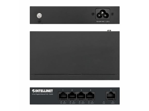 Intellinet 561792, Gigabit Ethernet (10/100/1000), Full tosidig, Strøm over Ethernet (PoE), Kan monteres på vegg