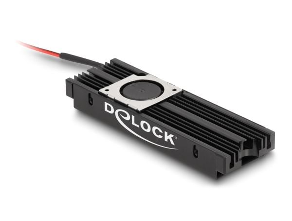 Delockin jäähdytyselementti tuulettimella M.2 SSD 2280:lle musta