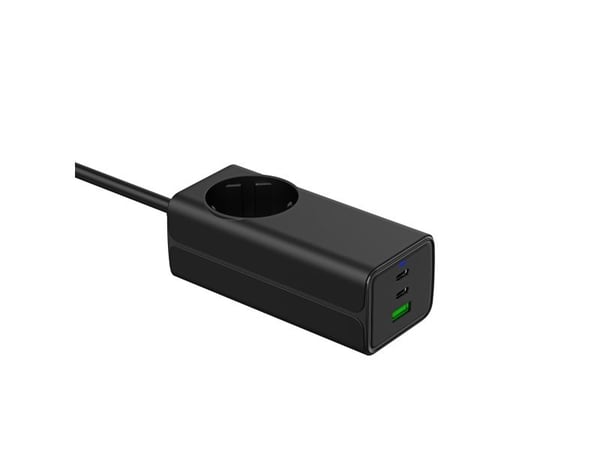 Akyga AK-CH-21 65W 2xUSB-C USB-A PD GaN 5-20V / 1.5-4.5A + AC pistorasia musta