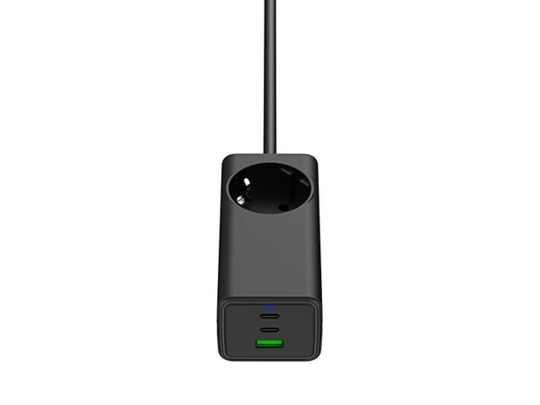 Akyga AK-CH-21 65W 2xUSB-C USB-A PD GaN 5-20V / 1.5-4.5A + AC pistorasia musta