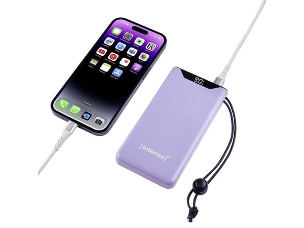 Intenso F10000 - Strømbank - 10000 mAh - 20 watt - 3 A - QC 3.0, Power Delivery 3.0 + PPS - 2 utgangskontakter (USB-C, USB-type A) - på kabel: USB-...