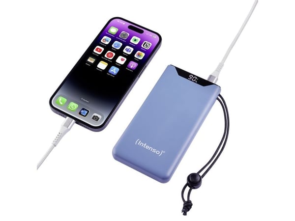 Intenso F10000 - Strømbank - 10000 mAh - 20 watt - 3 A - QC 3.0, Power Delivery 3.0 + PPS - 2 utgangskontakter (USB-C, USB-type A) - på kabel: USB-...
