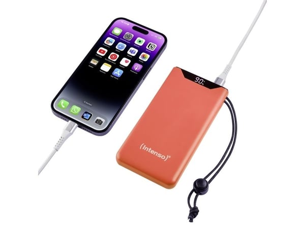 Intenso F10000 - Strømbank - 10000 mAh - 20 watt - 3 A - QC 3.0, Power Delivery 3.0 + PPS - 2 utgangskontakter (USB-C, USB-type A) - på kabel: USB-...
