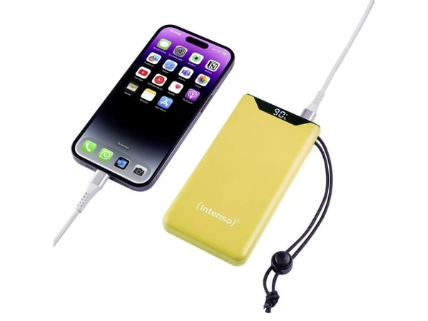 Intenso F10000 - Strømbank - 10000 mAh - 20 watt - 3 A - QC 3.0, Power Delivery 3.0 + PPS - 2 utgangskontakter (USB-C, USB-type A) - på kabel: USB-...