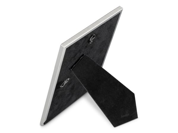 Hama 00057827, Enkel bilderamme, Aluminium, Glass, Velvet (kamera etui), Svart, Grå, Bord, Vegg, 10 x 15 cm, Rektangulær