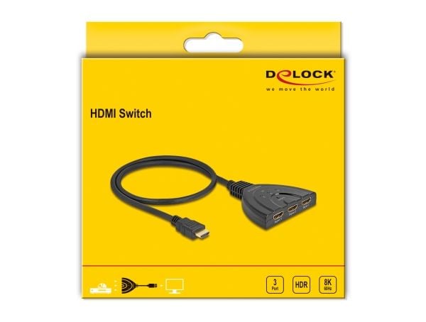 Delock - Ultra High Speed - HDMI-splitter - HDMI hunn til HDMI hann - 60 cm - svart - 4 K 144 Hz (3840 x 2160) støtte, 8 K 60 Hz (7680 x 4320) støtte