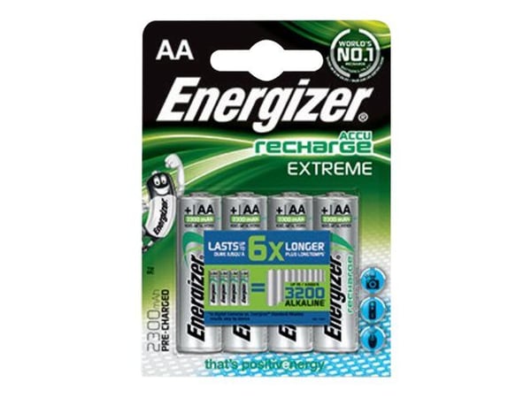 Batteri Energizer® Accu Recharge Extreme, genopladelig, AA, pakke a 4 stk.