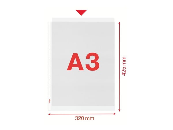 Plastlommer A3 Esselte Premium 0,08 mm højformat præg - (50 stk.)