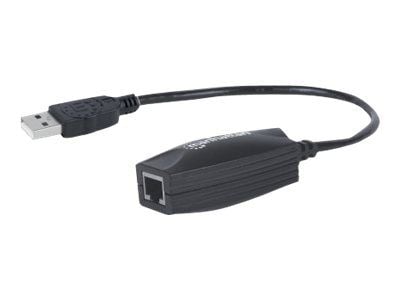 Manhattan 179300, Koblet med ledninger (ikke trådløs), USB, Ethernet, 12 Mbit/s, Svart