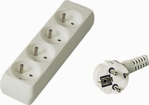 PremiumCord PP4-03, 3 m, Tyyppi E / F, Valkoinen, 4 AC-pistorasia(a), 250 V, 10 A