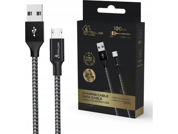 Kabel USB ExtraLink Extralink Smart Life 15W, USB-A - microUSB, 100cm, PVC, 5V 2.4A, czarny
