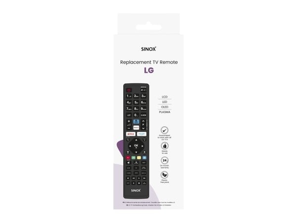 Sinox SXR1240, TV, RF kabel-fri, Trykknapper, Svart