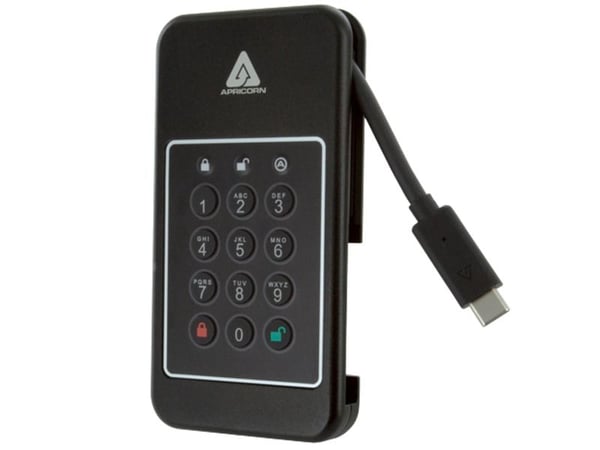 Apricorn Aegis NVX - SSD - kryptert - 2 TB - ekstern (bærbar) - NVMe - USB 3.2 Gen 2 (USB-C kontakt) - 256-bit AES-XTS - TAA-samsvar