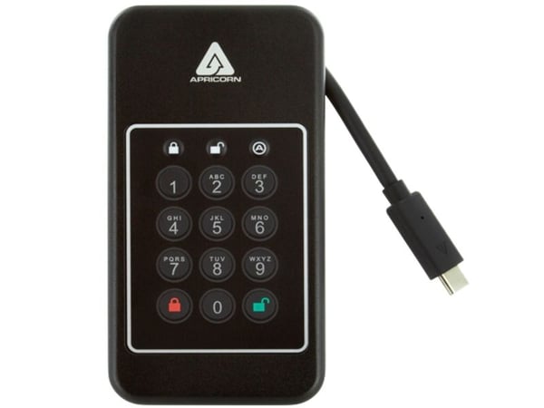 Apricorn Aegis NVX - SSD - kryptert - 2 TB - ekstern (bærbar) - NVMe - USB 3.2 Gen 2 (USB-C kontakt) - 256-bit AES-XTS - TAA-samsvar