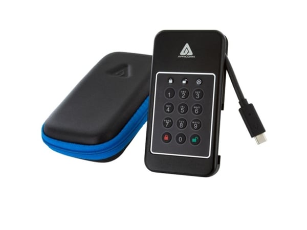 Apricorn Aegis NVX - SSD - kryptert - 2 TB - ekstern (bærbar) - NVMe - USB 3.2 Gen 2 (USB-C kontakt) - 256-bit AES-XTS - TAA-samsvar
