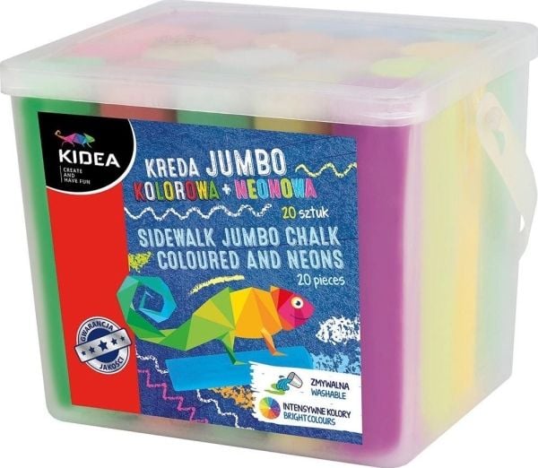 Jumbo fargekritt + neon 20 stk KIDEA