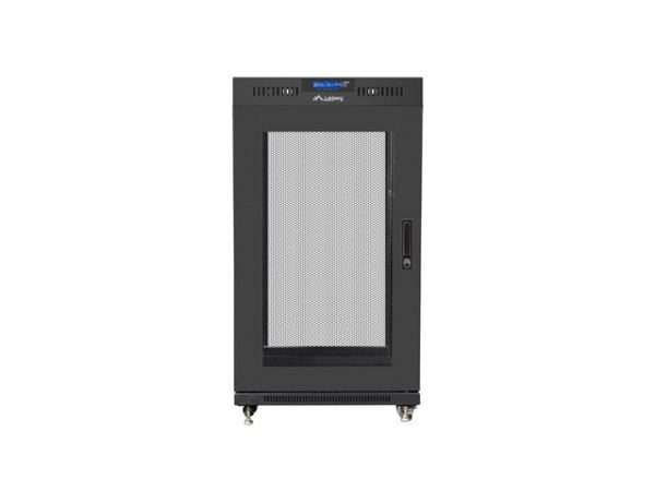 Lanberg FF01 series - Rack skap - 600 x 600, flat pack, with mesh door, V2 - med 2 kjølevifter, termostat, LCD-skjerm - fritt stående, står på gulv...