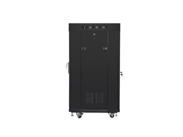 Lanberg FF01 series - Rack skap - 600 x 600, flat pack, with mesh door, V2 - med 2 kjølevifter, termostat, LCD-skjerm - fritt stående, står på gulv...