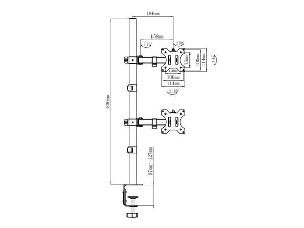Maclean skjermfeste, maks VESA 100x100, 13-27", 9 kg, MC-967