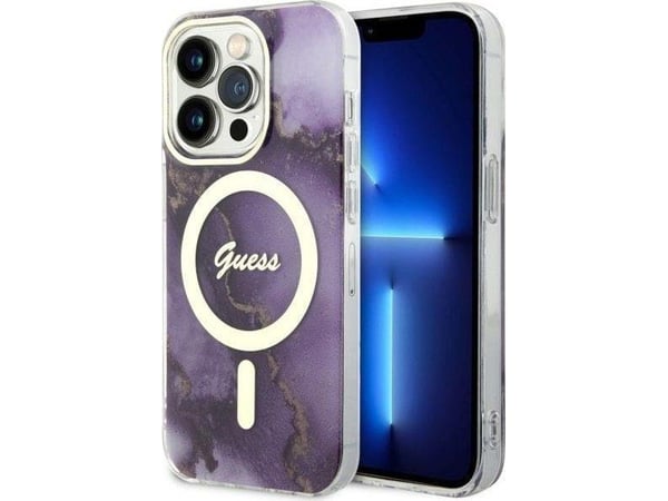 Guess GUHMP14LHTMRSU iPhone 14 Pro 6.1" purple/purple hardcase Golden Marble MagSafe Guess GUHMP14LHTMRSU iPhone 14 Pro 6.1" purple/purple hardcase Golden Marble MagSafe
