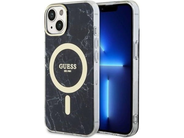 Guess GUHMP14SPCUMAK iPhone 14 6,1" sort/sort hardcase Marble MagSafe