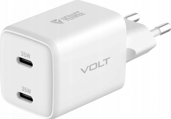 Yenkee Įkroviklis jungiama į tinklą USB C 2x18W 3A Power delivery 3.0 QC3.0 Balta