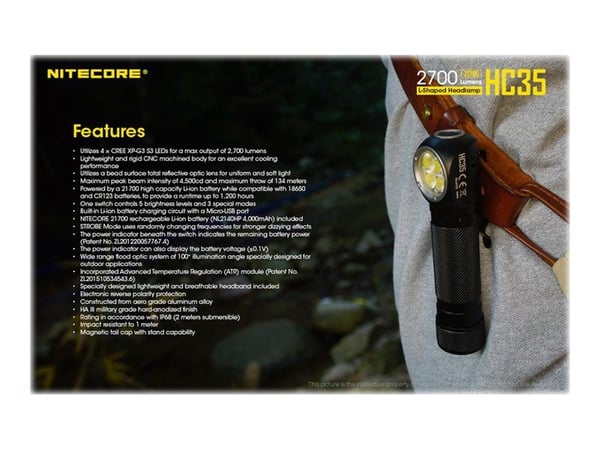 NITECORE - Pään taskulamppu - LED - 3-tila - valkoinen valo
