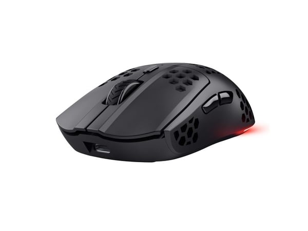 Trust GXT 929 Helox - Mus - ultra-lätt, gaming - högerhänt - optisk - 6 knappar - trådlös - 2.4 GHz - trådlös USB-mottagare - svart
