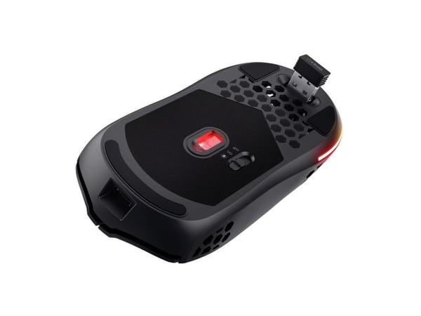 Trust GXT 929 Helox - Mus - ultra-lätt, gaming - högerhänt - optisk - 6 knappar - trådlös - 2.4 GHz - trådlös USB-mottagare - svart