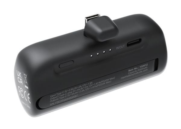 Manhattan 102612, 5000 mAh, Lithium-Ion (Li-Ion), 20 W, Sort