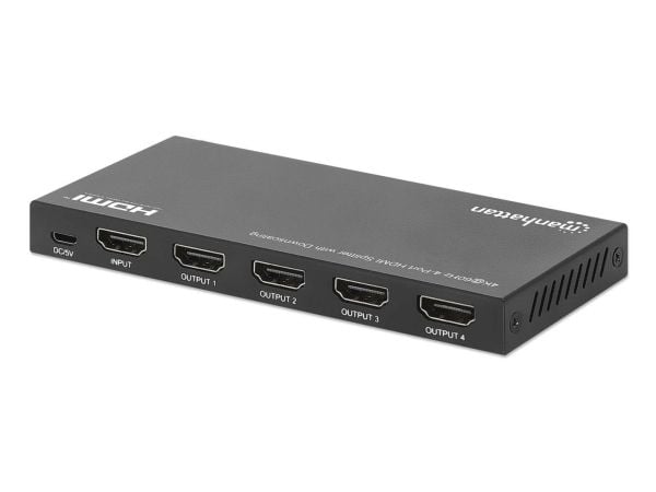 Manhattan 208369, HDMI, 4x HDMI, 3840 x 2160 piksler, sortering, plast, 4K Ultra HD