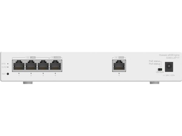 Huawei eKitEngine S380-L4P1T - Switch - Styrt - 1 x 10/100/1000 (PoE+) + 3 x 10/100/1000 - rackmonterbar - PoE+ (50 W)