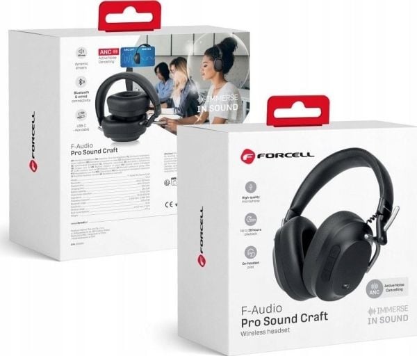 ForCell FORCELL F-AUDIO hodetelefoner, trådløse hodetelefoner, ANC Pro Sound Craft sort