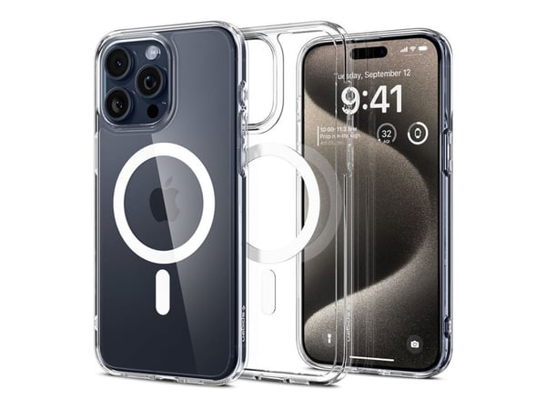 Spigen Ultra Hybrid - Baksidedeksel for mobiltelefon - MagFit - MagSafe-samsvar - polykarbonat, termoplast-polyuretan (TPU) - hvit - for Apple iPho...