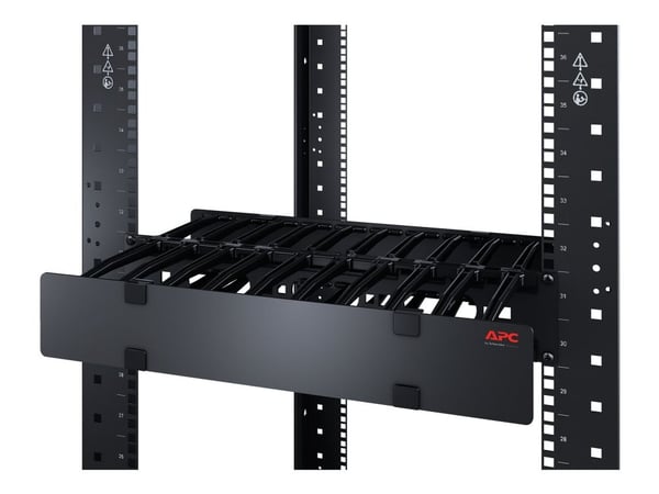 APC Horizontal Cable Manager Single-Sided with Cover - Rackkabelstyringspanel med deksel - svart - 1U - TAA-samsvar - for P/N: SCL500RM1U, SMTL2K2R...