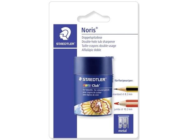STAEDTLER Noris Club - Blyantspisser med beholder - 2 hull - metall, polystyren