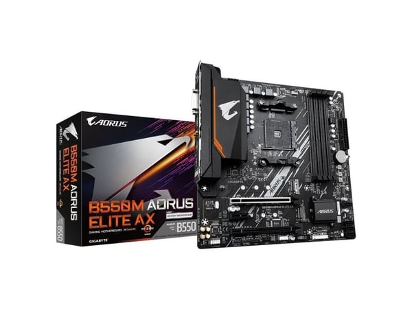 AORUS B550M ELITE AX - 1.3 - moderkort - micro ATX - Socket AM4 - AMD B550 Chipuppsättning - USB 3.2 Gen 1 - Gigabit LAN, Wi-Fi 6E, Bluetooth - inb...