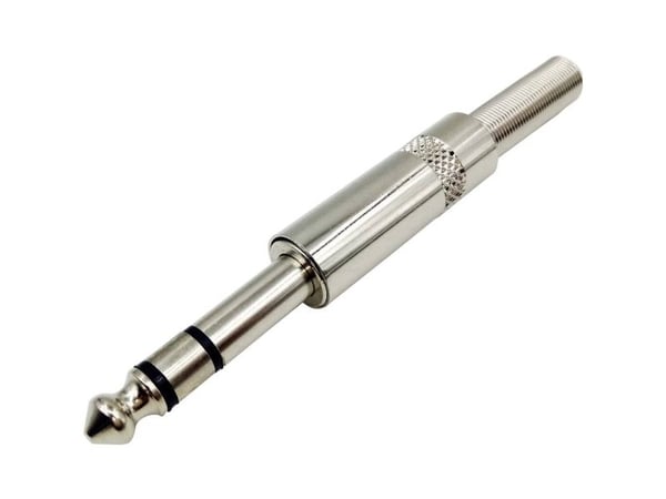 TRU COMPONENTS 1408830 Liitinpistoke 6,35 mm Pistoke, suora Napojen lukumäärä: 3 Stereo Hopea 1 kpl