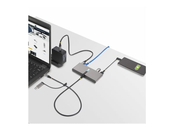 Startech 2-Port USB-C/USB-A Hub with GbE and RS232 Serial, 2x USB-A - Hub - 2 x USB 3.2 Gen 1 - stasjonær
