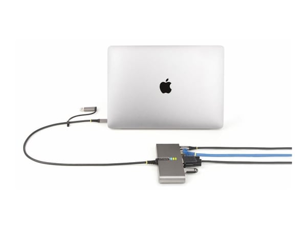 Startech 2-Port USB-C/USB-A Hub with GbE and RS232 Serial, 2x USB-A - Hub - 2 x USB 3.2 Gen 1 - stasjonær